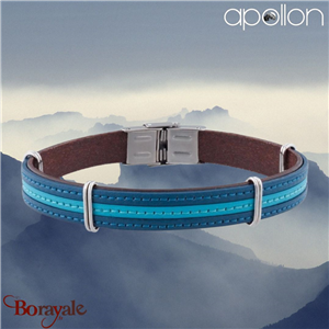 Bracelet bleu, Collection: cuir homme APOLLON ajustable