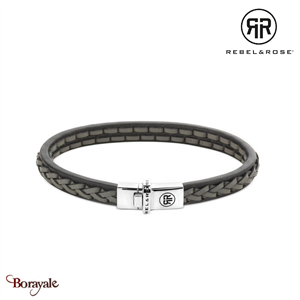 Bracelet Rebel & Rose Collection : Single Stranded Black Grey Taille M RR-L0144-