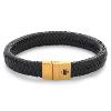 Bracelet Rebel & Rose Chevrons entièrement en métal noir or M, Homme RR-M0021-G-