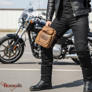 Holster de cuisse KASZER collection Nevada Marron naturel clair touché velours 2