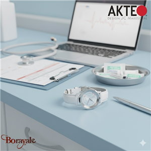 Montre AKTEO Profession Infirmière / Infirmier 38 mm argent ronde PSa06