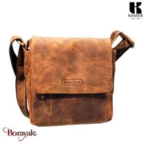Sac bandoulière KASZER collection Nevada Marron naturel clair touché velours 208