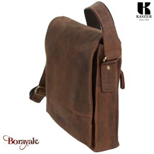 Besace Gibecière KASZER collection Nevada Marron naturel clair touché velours 20