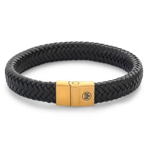 Bracelet Rebel & Rose Chevrons entièrement en métal noir or M, Homme RR-M0021-G-