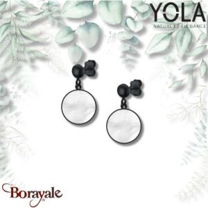 Boucles d'oreilles Yola Nature Nacre Acier plaqué IP noir IP-585