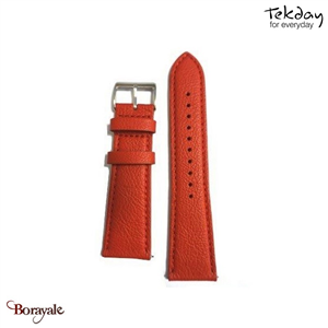 Bracelet de montre TEKDAY Cuir rouge, boucle argent 675868
