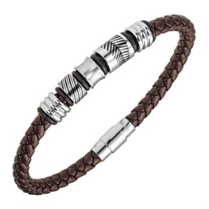 Bracelet All Blacks bijoux Homme acier et cuir 682386