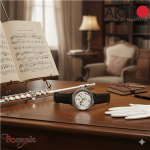 Montre AKTEO Art - Musique Flute 38 mm argent ronde AMu18