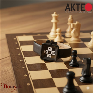 Montre AKTEO Iconique Damier 4 Chiffres 29 mm noire carrée IIc47