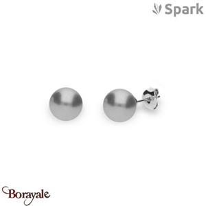 Boucles d'oreilles SPARK With EUROPEAN CRYSTALS : Pearls 8 mm - Nuit d'argent