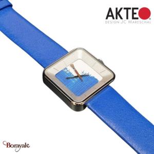 Montre AKTEO Art - Peinture Esquisse bleue carrée APe39