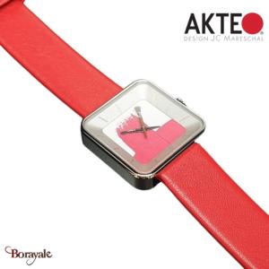 Montre AKTEO Art - Peinture Esquisse rouge carrée APe35