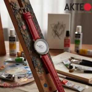 Montre AKTEO Art - Peinture Palette et pinceaux 38 mm argent ronde APe27R