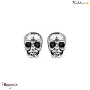 Boucles d'oreilles THABORA crâne acier