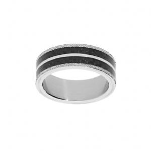 Bague Thabora homme acier et carbone sous résine T160410-58