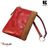 Pochette KASZER collection Wyoming naturel clair et rouge carmin 227513-R