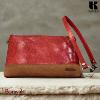 Pochette KASZER collection Wyoming naturel clair et rouge carmin 227513-R