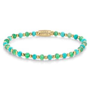 Bracelet Rebel & Rose Mix Turquoise Aventurine - 4mm - Plaqué or jaune 18 ct S,