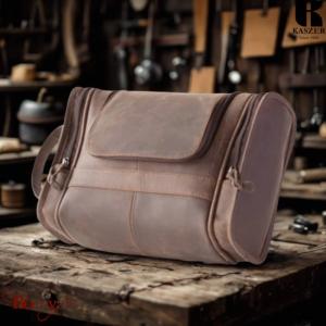 Trousse de toilette Kaszer collection Oregon en cuir de buffle marron 21252-C6