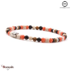 Multi Fossile - Jaspe orange: Bracelet Pierres fines 4 mm PPJ Taille M