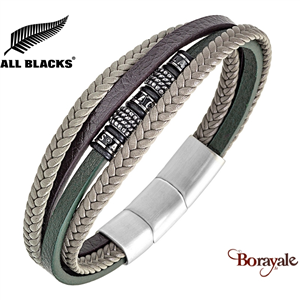 Bracelet All Blacks bijoux Homme cuir 4 rangs 682430