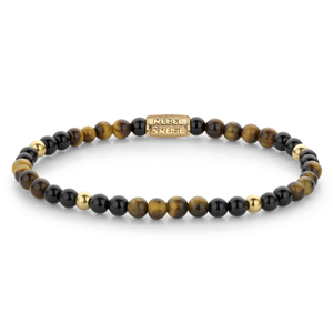 Bracelet Rebel & Rose Mix Tigre Noir - 4mm - Plaqué or jaune 18 ct S, Femme RR-4