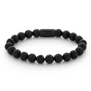 Bracelet Rebel & Rose Black Moon - Tout Noir - 8mm L, Homme RR-80071-B-L