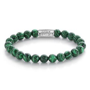 Bracelet Rebel & Rose Vert Malachite - 8mm L, Homme RR-80080-S-L