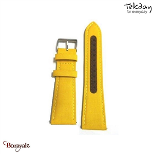 Bracelet de montre TEKDAY Nylon recyclé jaune, boucle noire 675873