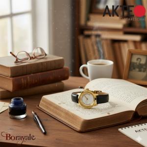 Montre AKTEO Art - Lettres Ecrivain 29 mm dorée ronde ALe10