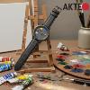 Montre AKTEO Art - Peinture 5 taches 38 mm noire ronde APe06