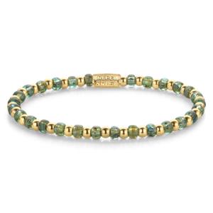 Bracelet Rebel & Rose Mix verre vert - 4mm - Plaqué or jaune 18 ct S, Femme RR-4