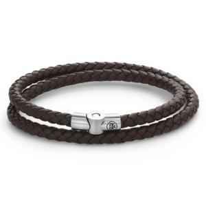 Bracelet Rebel & Rose Full Metal Double Rond Marron M, Homme RR-M0039-S-M