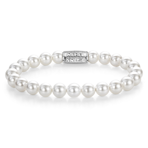 Bracelet Rebel & Rose Perles de coquillage - 8mm M, Unisex RR-80112-S-M