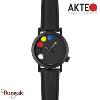Montre AKTEO Art - Peinture 5 taches 42 mm noire ronde APe12