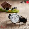 Montre AKTEO Nature Vache 38 mm argent ronde UNa22