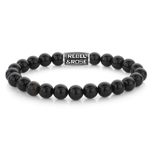 Bracelet Rebel & Rose Velours Noir Vintage - 8mm M, Homme RR-80102-V-M