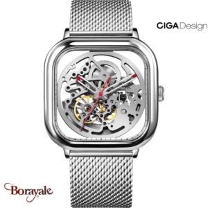 Montre Ciga Design Full Hollow silver Unisexe Z011-SISI-W13