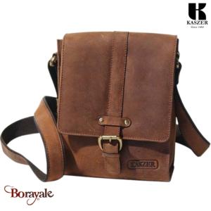 Sac bandoulière KASZER collection Nevada Marron naturel clair touché velours 208