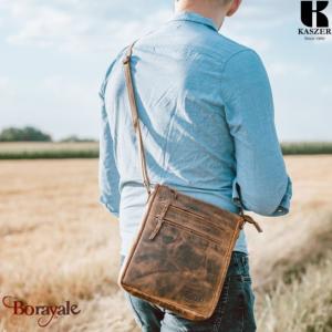 Sac bandoulière KASZER collection Wyoming brun naturel moyen 20617-C6