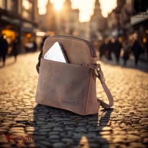 Sac bandoulière KASZER collection Wyoming brun naturel moyen 20622-C6