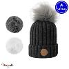 Bonnet + 3 pompons CABAIA Kir Royal avec polaire gris