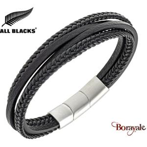 Bracelet All Blacks bijoux Homme cuir 4 rangs 682436