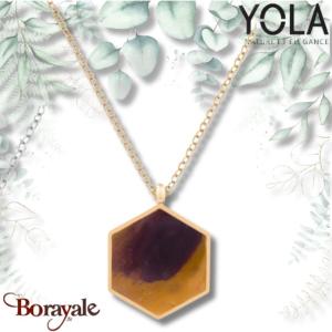 Collier Yola Nature Mokaite Acier plaqué IP doré IR-410