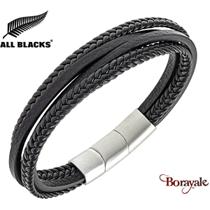 Bracelet All Blacks bijoux Homme cuir 4 rangs 682436