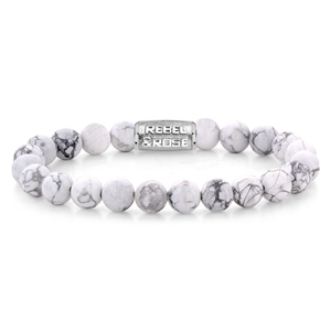 Bracelet Rebel & Rose Vierge Blanc - 8mm M, Homme RR-80066-S-M