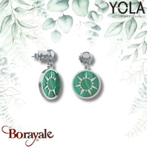 Boucles d'oreilles Malachite Acier Yola Nature femme