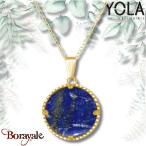 Collier Yola Nature Lapis Lazuli Acier plaqué IP doré IR-421