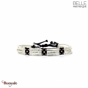 Bracelet Belle mais pas que, Velours noir, Argenté et noir