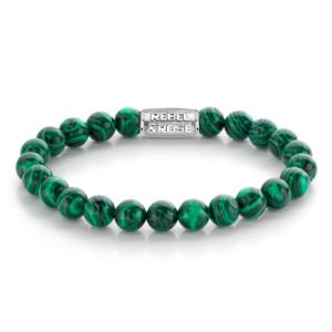 Bracelet Rebel & Rose Vert Malachite - 8mm L, Homme RR-80080-S-L